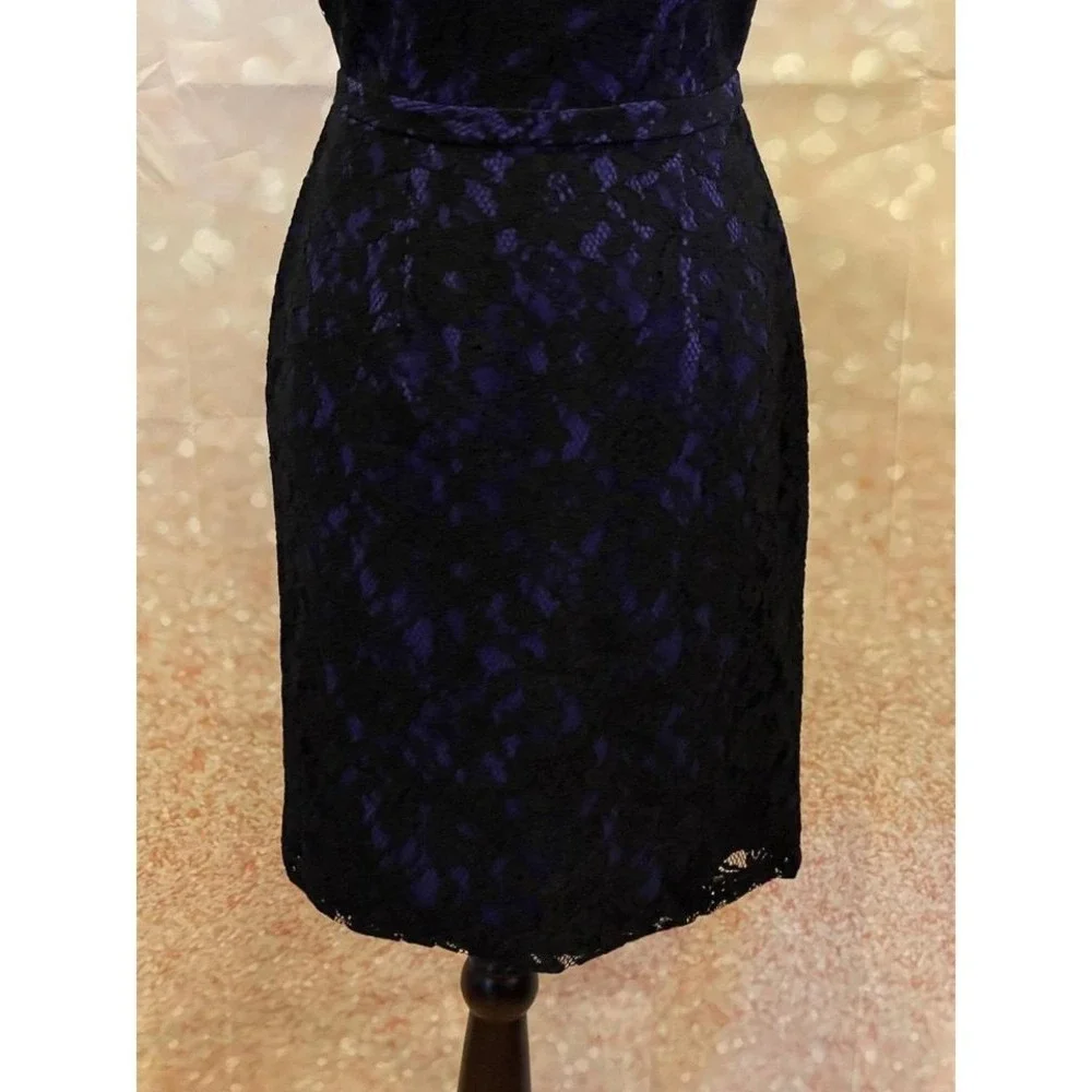 Simply Vera Vera Wang 2 Purple/Black‎ Lace Knee Length BodyCon Zipper Back - Picture 3 of 7